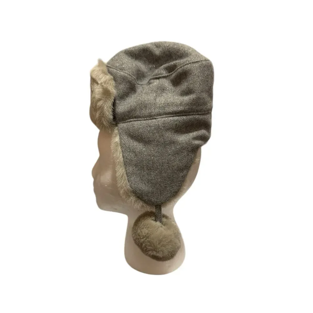 Baby Gap Faux Fur Trapper Hat Grey Glitter Frosty Morning 2012 6-12 Months